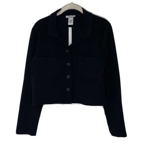 Junior’s Joe B Women's Button Front Cropped Collared Shirt size M New